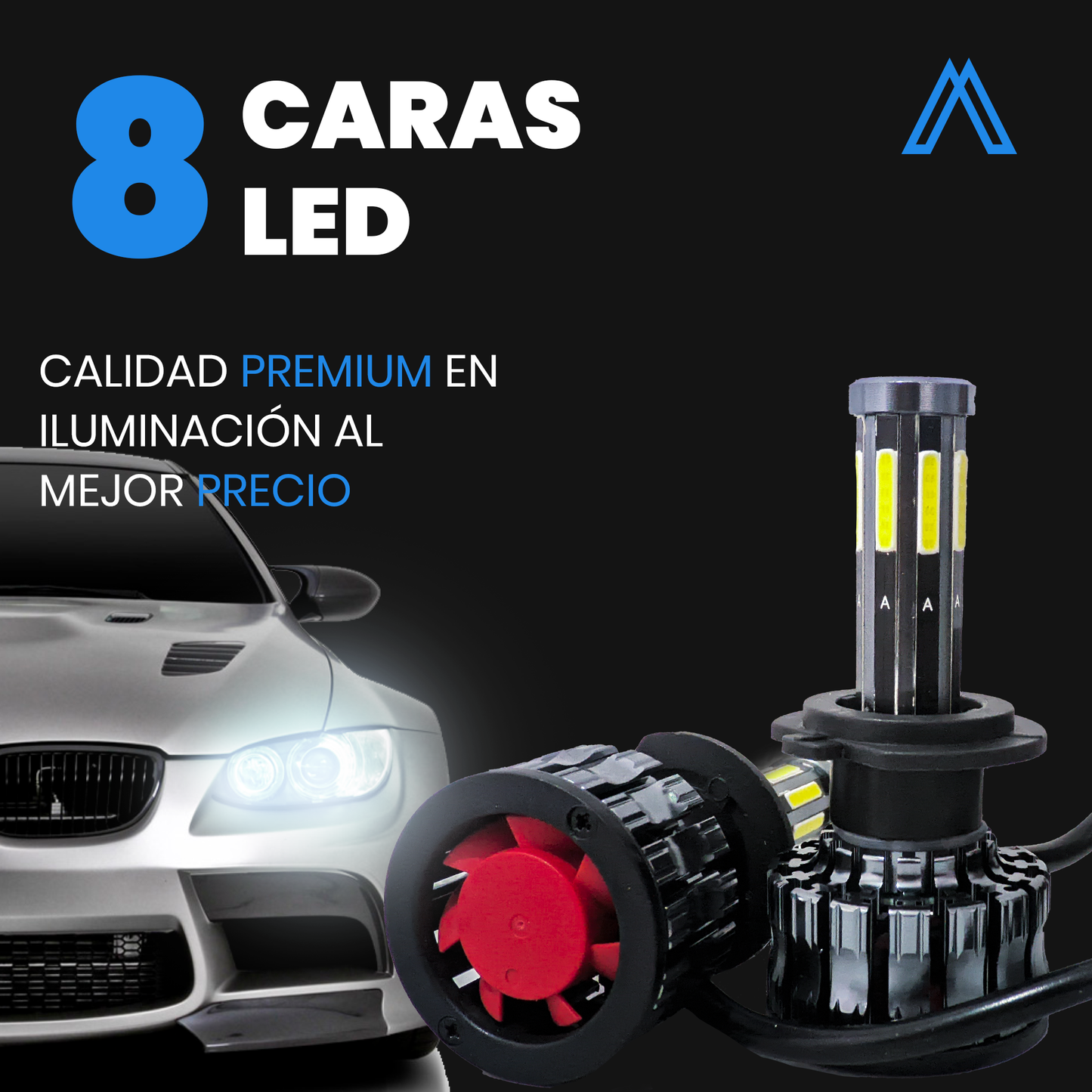 Kit Focos Led 8 Caras RacingTec Para Faro Principal Luz Para Carro K80