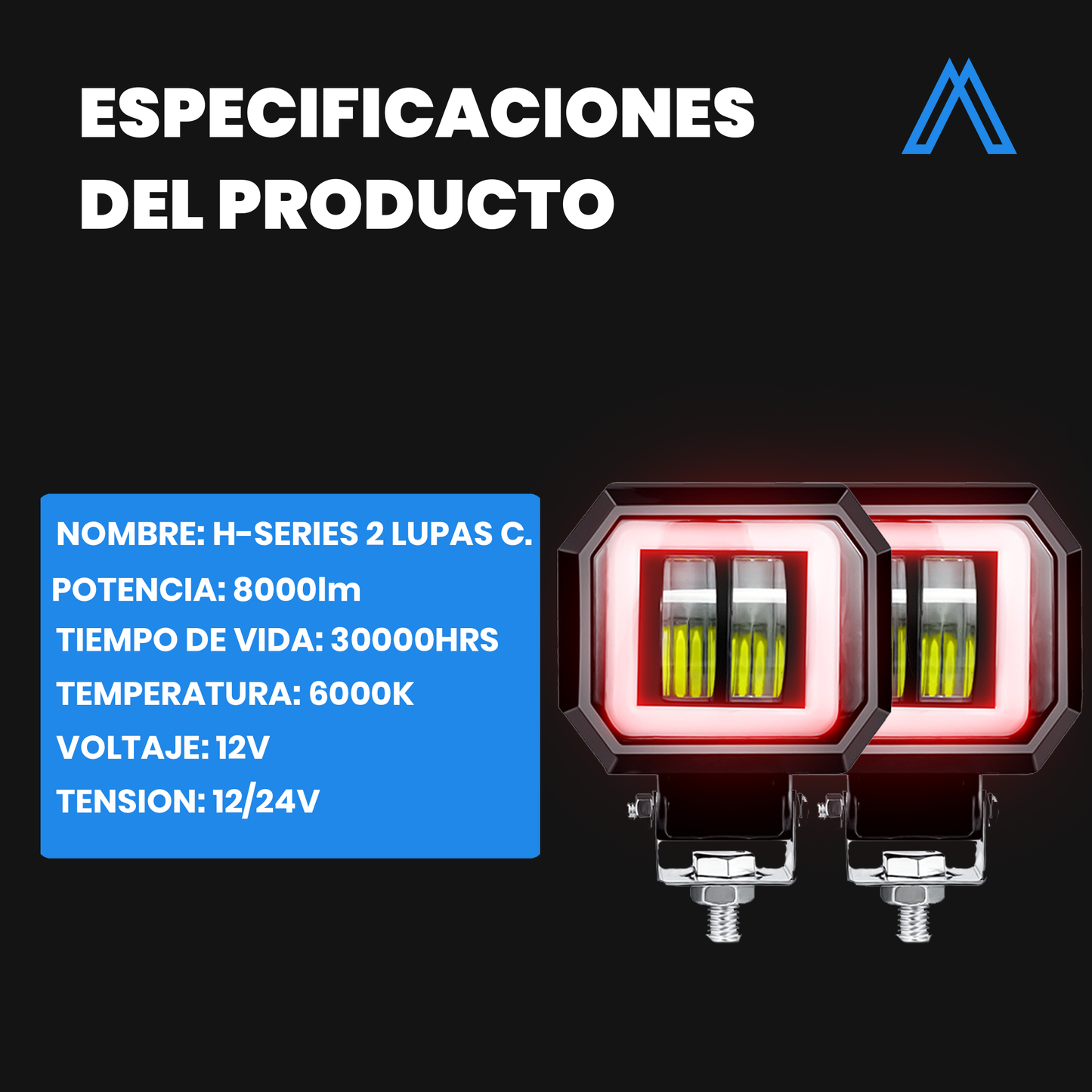 Kit de Faros Auxiliar 2 Lupas Cuadrado H-Series