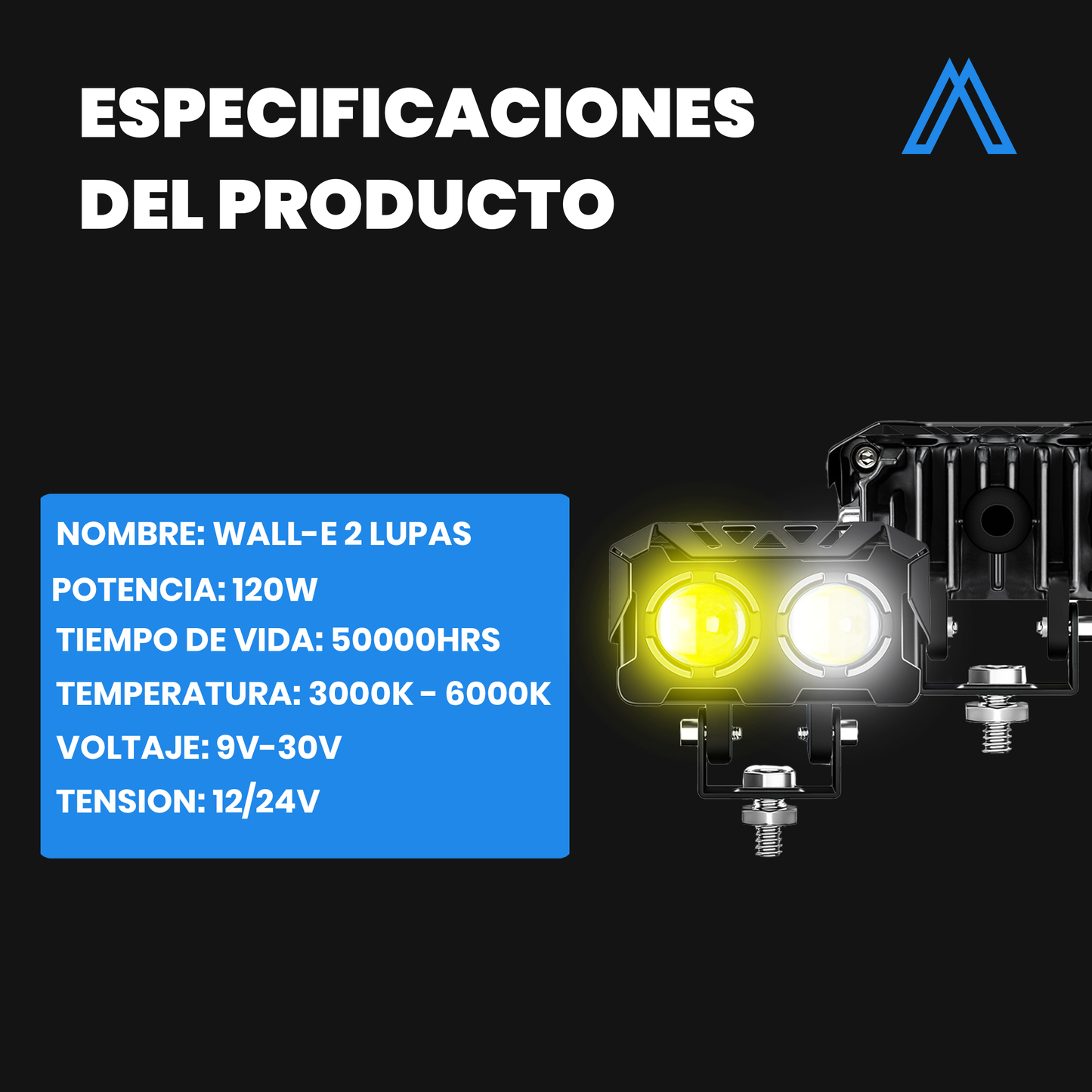 Kit de Faro 2 Lupas Cuadrado Doble Luz Para Auto Moto