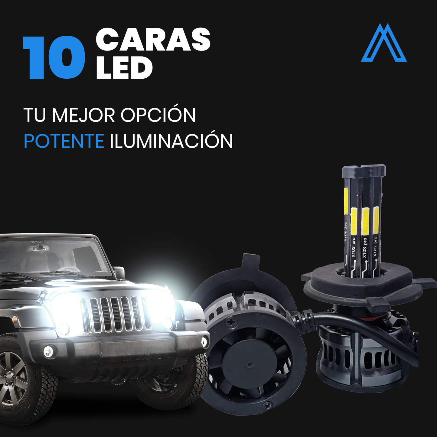 Kit Focos 10 caras Italio Turbo Alpha-X Luz Para Faro Principal