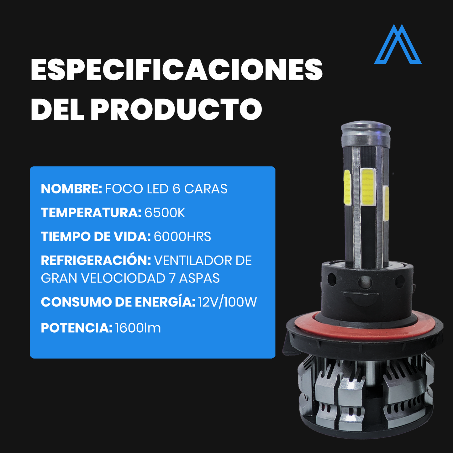 Kit de Foco Led para Faro principal 6 caras