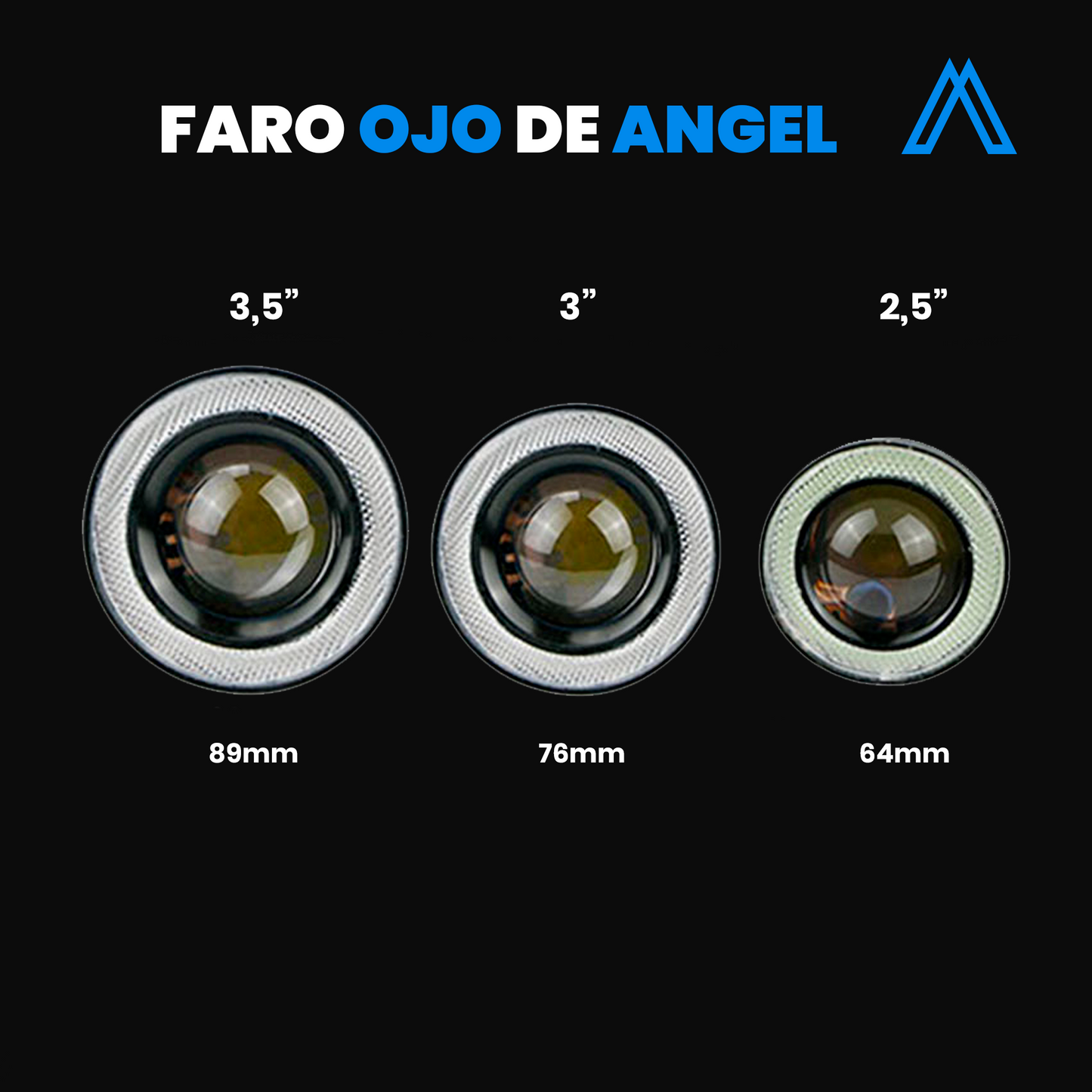 Juego Faros LED Ojo de Angel Lupa