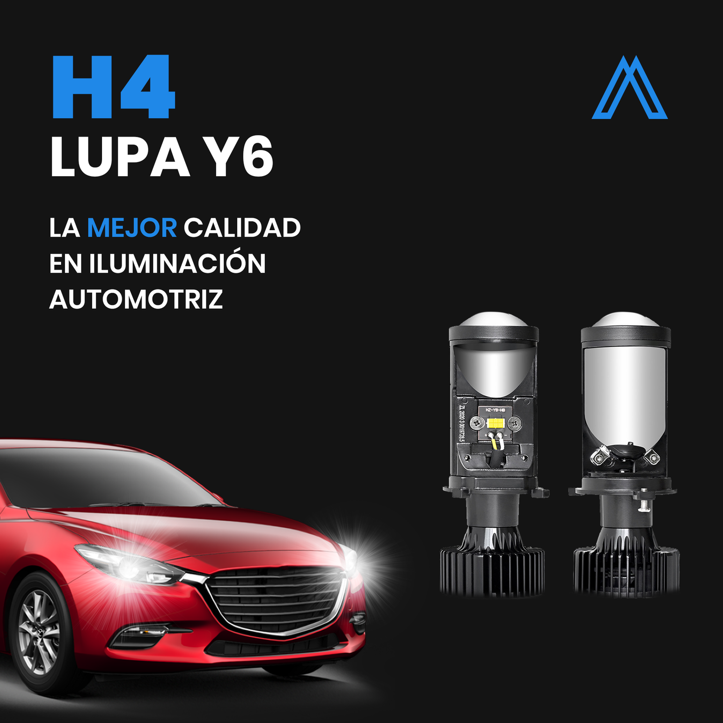 Kit de Focos H4 Y6 de Lupa Luz para Carro Potente